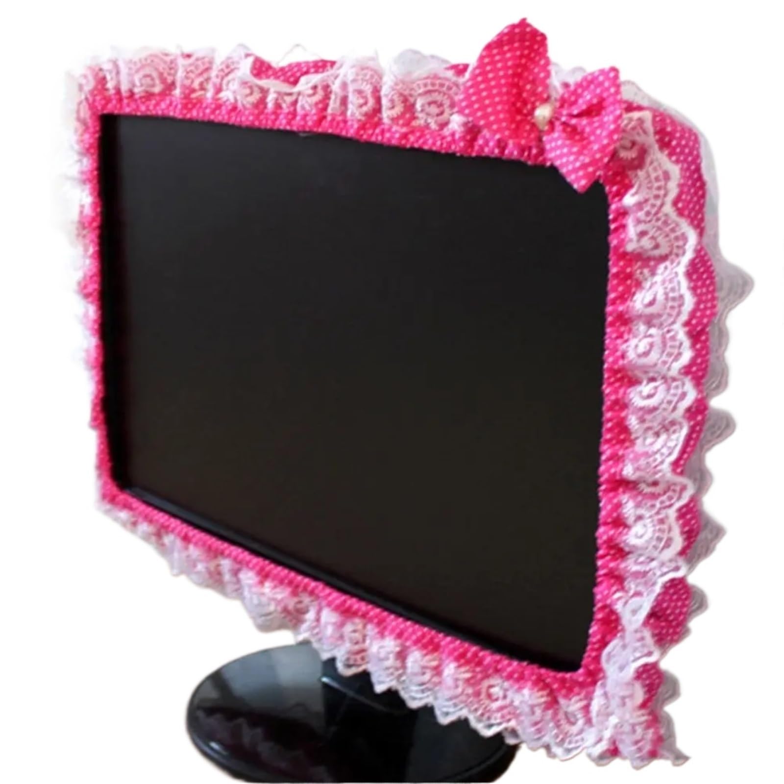 Qvorlth Rose Red 23-26Inch Monitor Cover 2Pcs Washable With Bow With Pocket Computer Frame Cover Home Decorations Monitor Dustproof Screen Dust(Rose Red 23-26Inch)