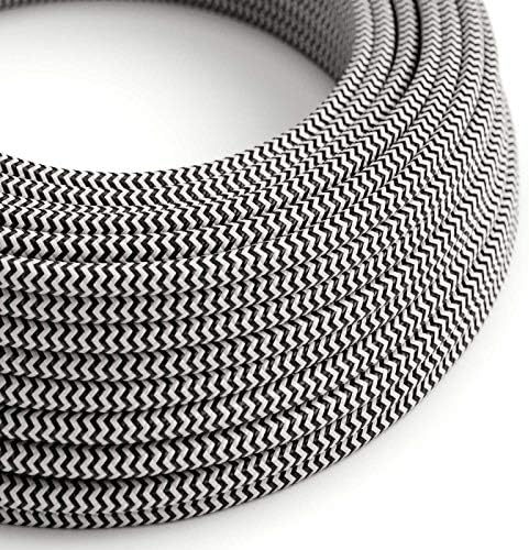 CA Creative Cables Black & White Chevron Covered Round Electric Cable - RZ04-12ft, 3 x 18 AWG