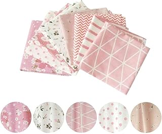 Quilting Fabric 8pcs 20" x 20" (50cm x 50cm) Pink Fat Quarter Natural Cotton Craft Fabric Bundle Patchwork Pre-Cut Quilt Squares for DIY Sewing Scrapbooking Quilting Dot Pattern