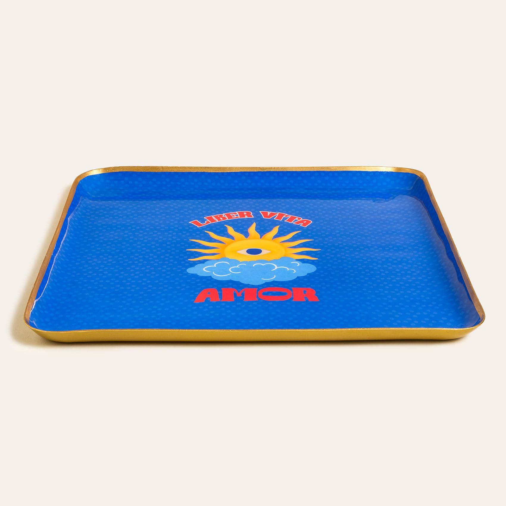 Agra Mavi Metal Dekoratif Tepsi 25x25 Cm