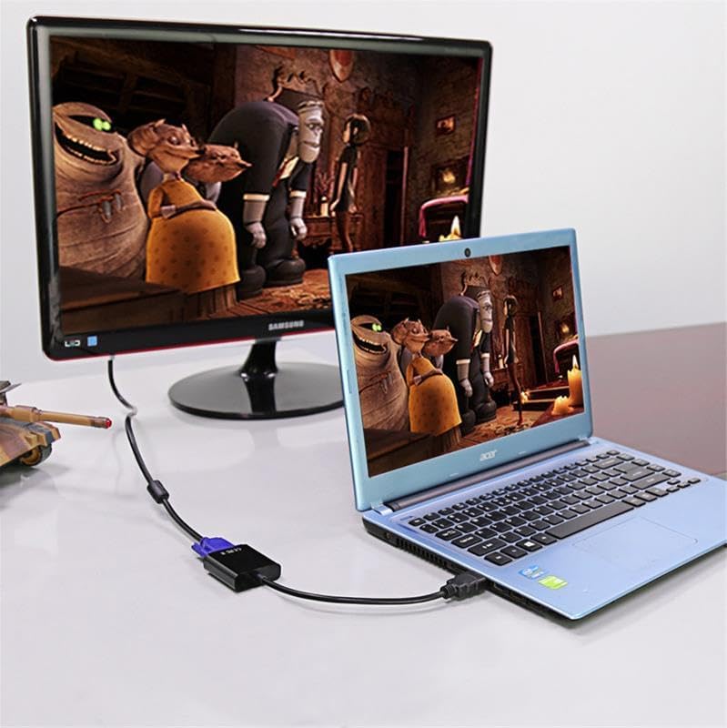 Lunatic 8744 Dijital HDMI to VGA Görüntü Çevirici Aparat Siyah HDMI Çıkışlı Bilgisayarların Görüntüsünü VGA Girişli Monitör, Projeksiyon vb Görüntü Cihazlarına Aktarır, Çevirir. - Görsel 5