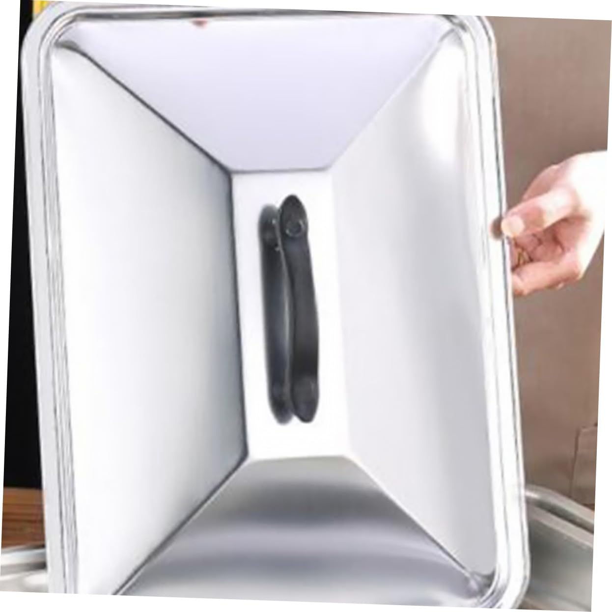 KOMBIUDA 2 pezzi Coperchio per Pentola Rettangolare in Acciaio Inossidabile Moderno con Coperchio Trasparente Visibile Resistente e Facile da Pulire Adatto per Cucina e Ristorante
