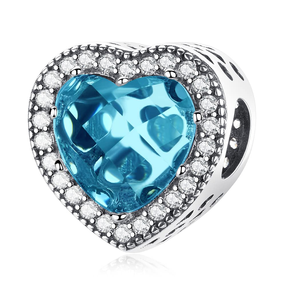 Micoo925 Sterling Silver Sparkling Clear Charms Beads Heart Shaped