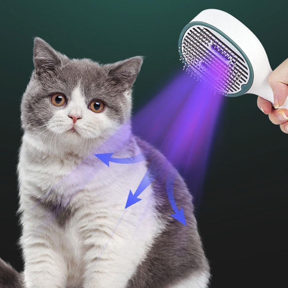 Kittinis Luxbrush Uv Zeckenbürste Katzenbürste Mit UV Sterilisation Antistatische Entfilzungsbürste Für Hunde Katzen, Fellpflegebürste, Haustierhaar (Grau)