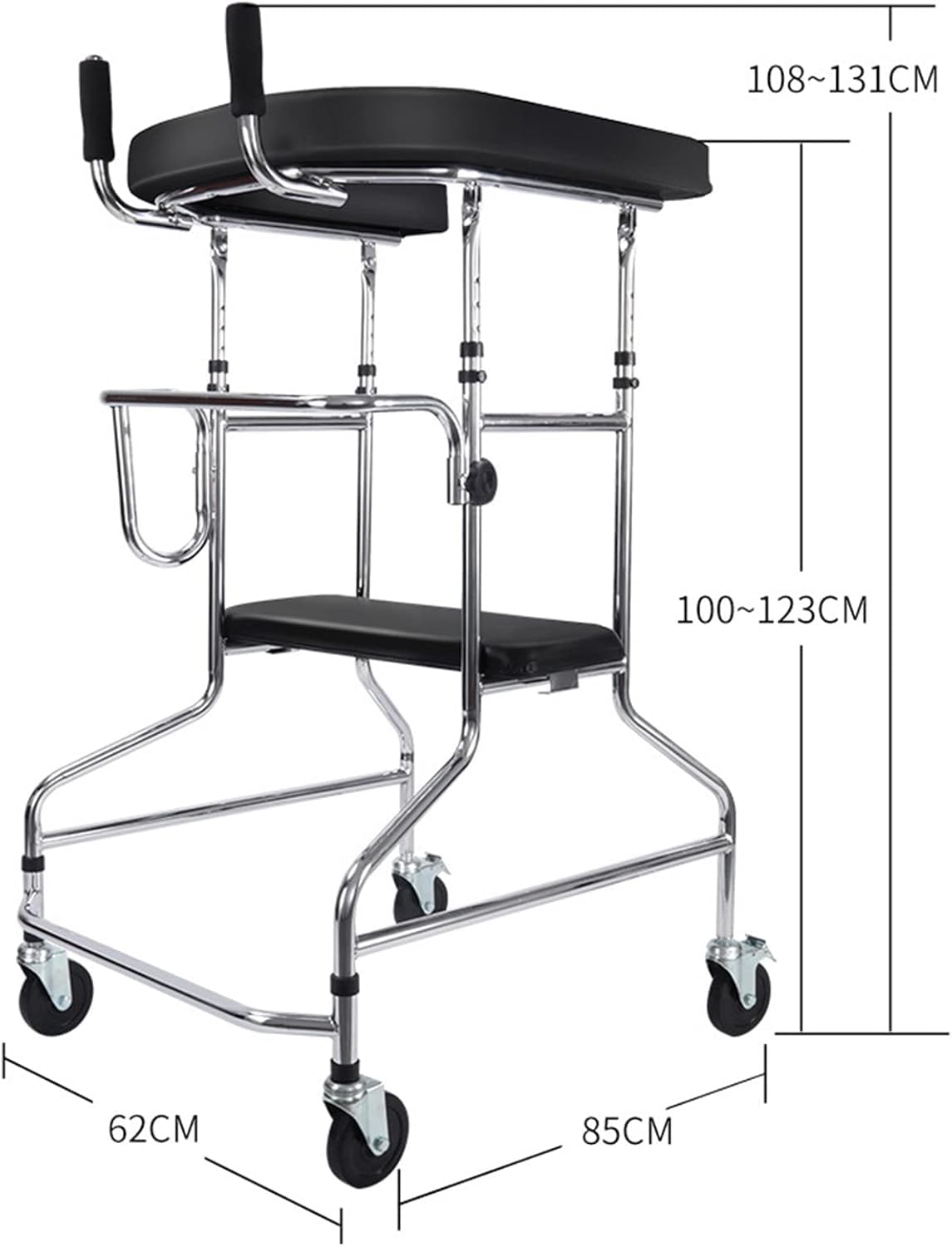 Heavy Duty Pieghevole Camminatore Deambulatore per La Riabilitazione del Corpo Ausili per La Deambulazione Deambulatore con Sedile per Anziani Hdicap Doppio Supporto per Braccio Walking fra, A