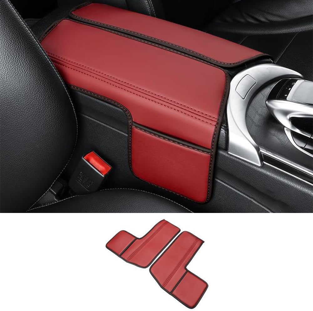 Center Console Cover Compatible with Mercedes Benz E Class W213 E200 E250 E300 E400 E450 2017-2023 and GLS Class C257 CLS450 2019-2023 Armrest Cover Pad Leather Cushion Protector with Pocket