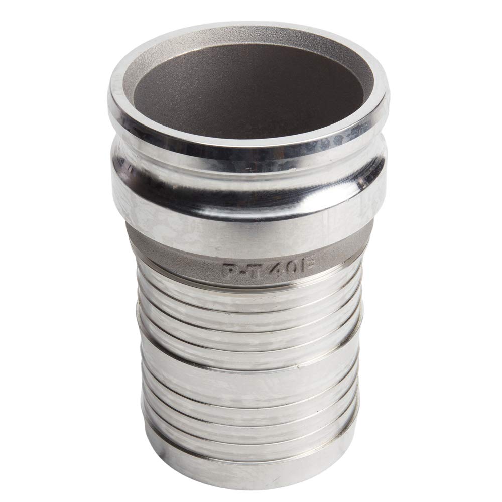 4" x 4" Aluminum Camlock Hose Shank Fitting - Hose Barb Coupler - Type E Male Cam Lock Hose Adapter - Barbed Hose Cam & Groove Coupler