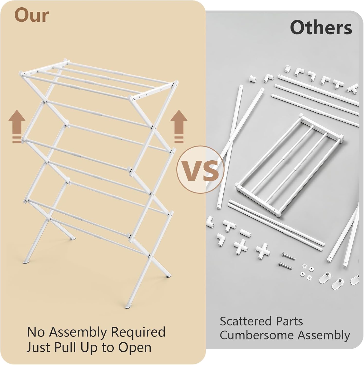 REALINN Foldable Clothes Drying Rack, Expandable Portable Indoor Outdoor