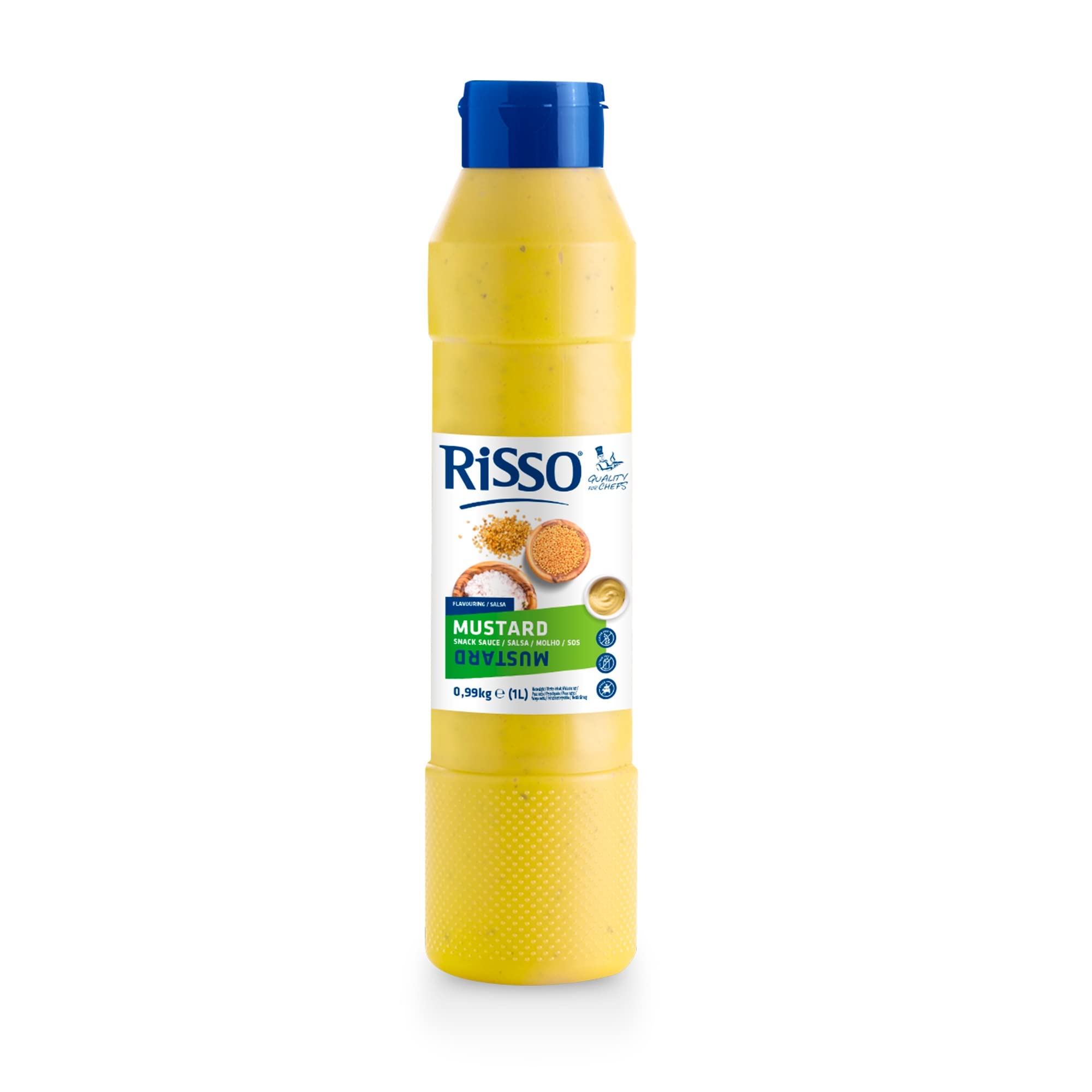 Risso Mostaza Salsa a Base de Semillas de Mostaza Bote 1 L Vegano Sin Gluten