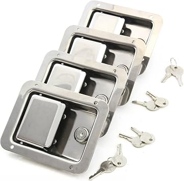 4 Pack Trailer Door Latch, 5.5"x4.25" RV Truck Tool Box Lock Steel+Keys for RV Camper Trailer Truck Cars Vans Bed Toolbox