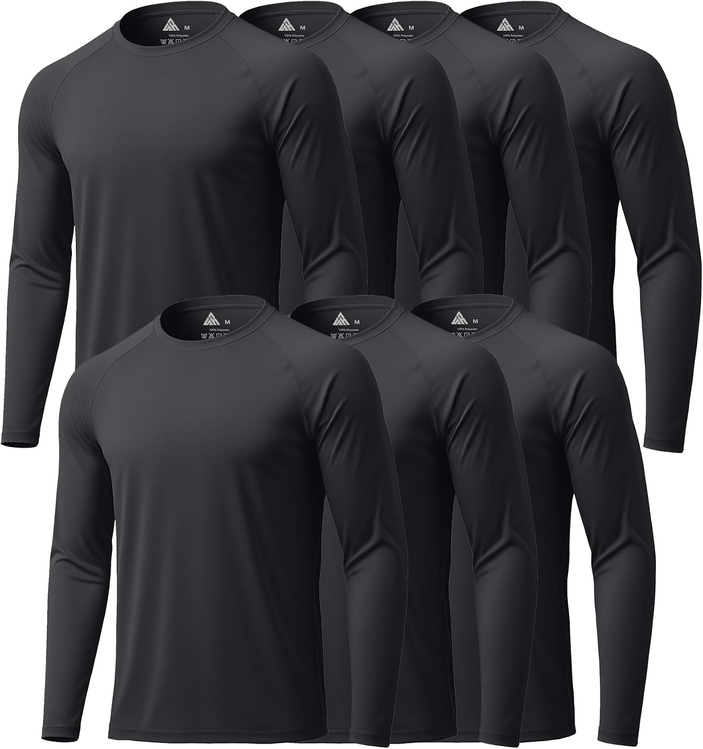 ZITY 7 Pack Long Sleeve Shirts for Mens UPF 50+ Fast Dry
