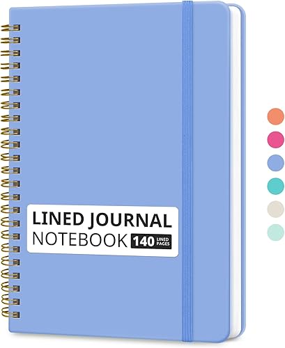 Miniatura 37 de Cuaderno rayado en espiral para mujeres y hombres, 140 páginas, cuaderno de tapa dura con rayas universitarias para trabajo y toma de notas, diarios