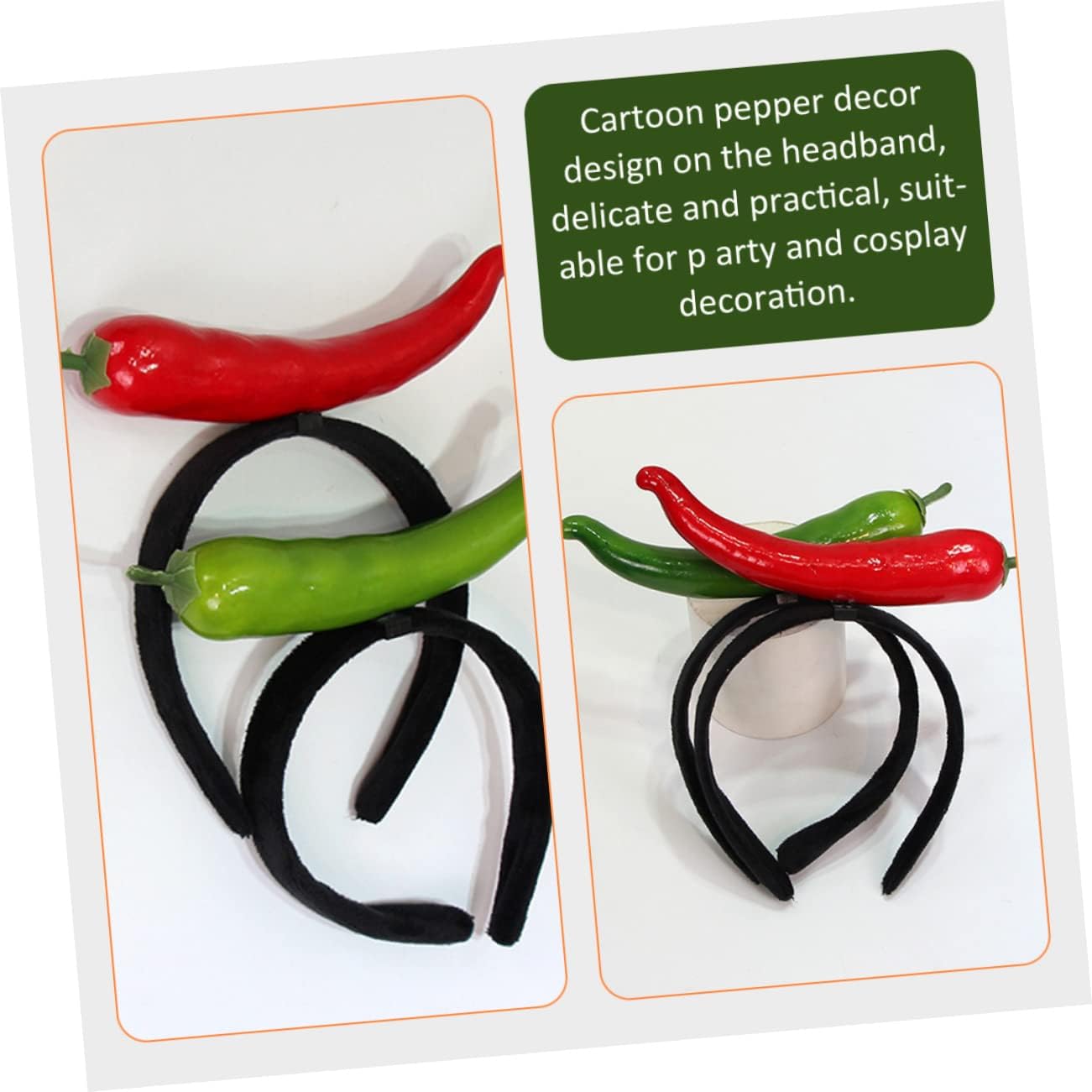 FRCOLOR 4 Pcs headband hair ties hair accessories for girls halloween costume makeup chili pepper hairband Vegetable hairband iron party cartoon vegetable hair decor pepper decor cute - Image 2