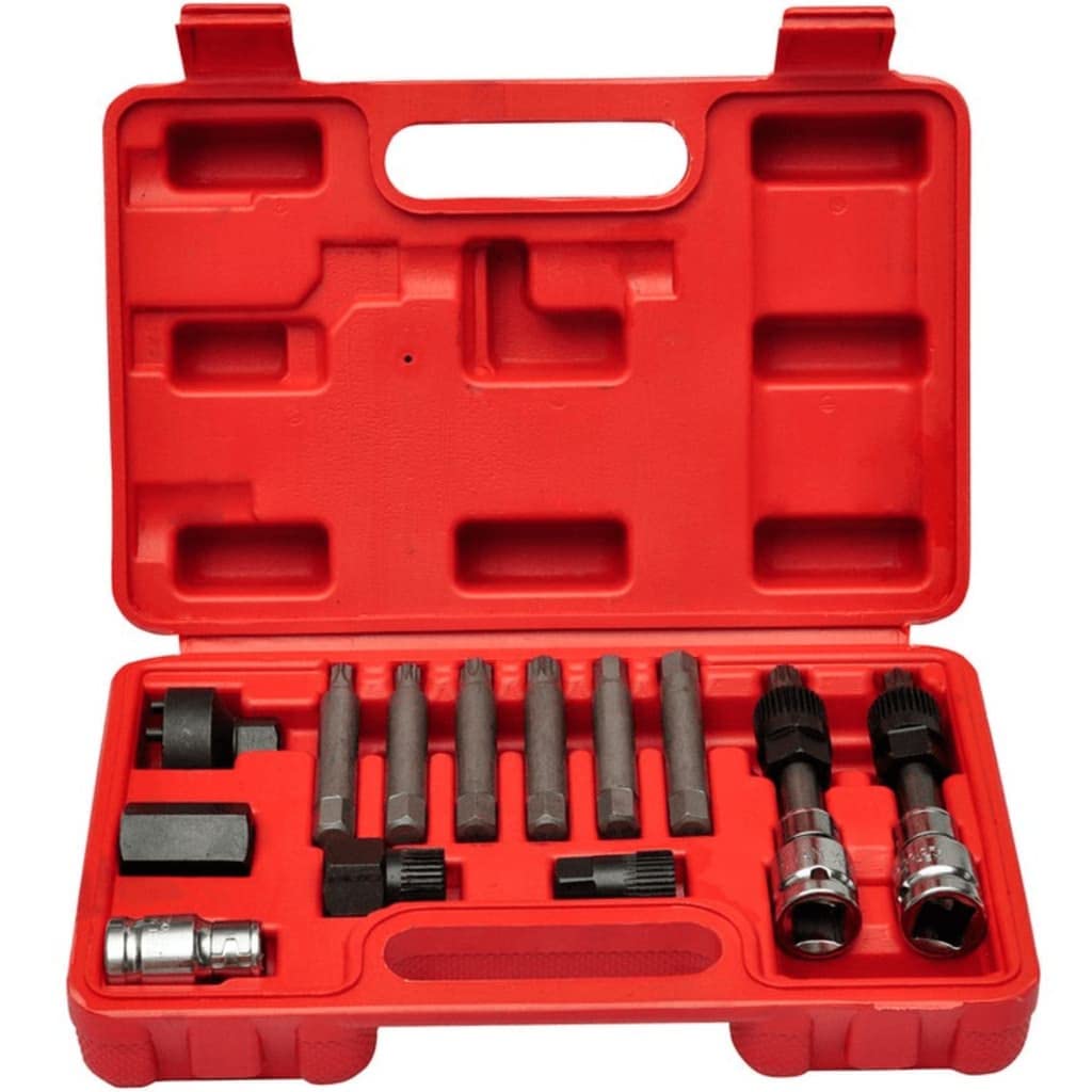 Kit d'outils d'alternateur de voiture pour réparation mécanique véhicules avec embouts hexagonaux cannelés T et M, adaptateurs pour VW Audi BMW Mercedes Ford