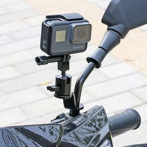 Miniatura 6 de SUREWO Soporte de aluminio para espejo retrovisor de motocicleta compatible con GoPro Hero 11109876 (2018)5 negro APEMAN AKASO TENKER Campark DJI