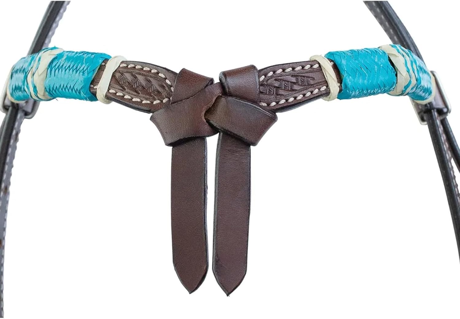 Circle Y Turquoise Round Up Futurity Durable Versatile Western Horse Size Double Leather Ply Browband Headstall with Adjustable Strap | 36" - 43" Headstall Working Length