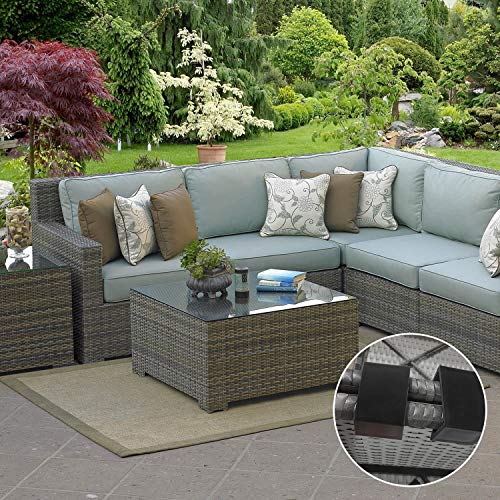 Alinhamento de sofa secional de vime para patio, moveis de exterior, fixadores, grampos, grampos, co