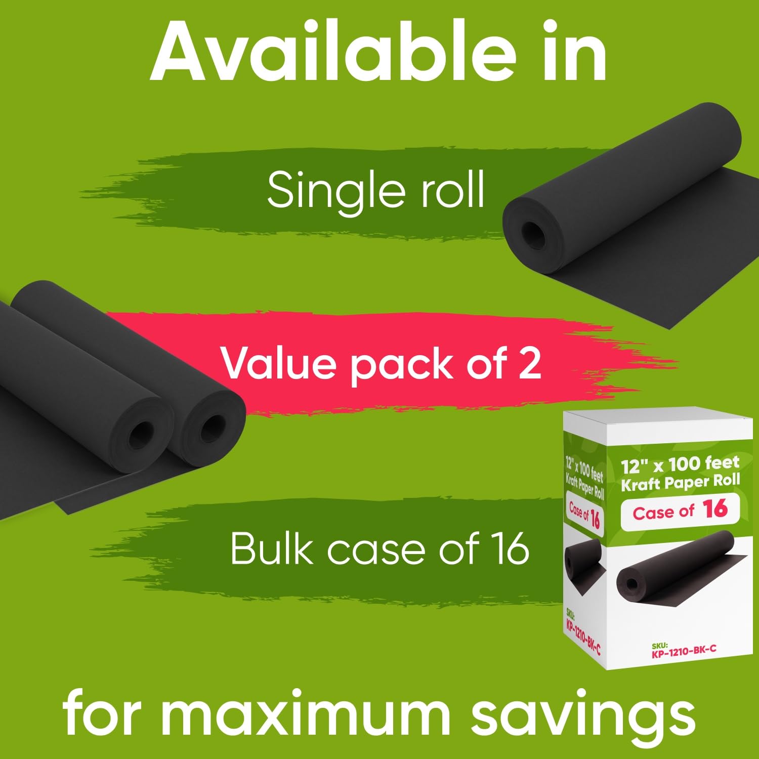 Paclord Schwarze Kraftpapier-Rolle, 30,5 x 300 cm, 2 Stück, Dicke 18 kg, hergestellt in den USA, farbiges Kraftpapier, geruchlos, nein
