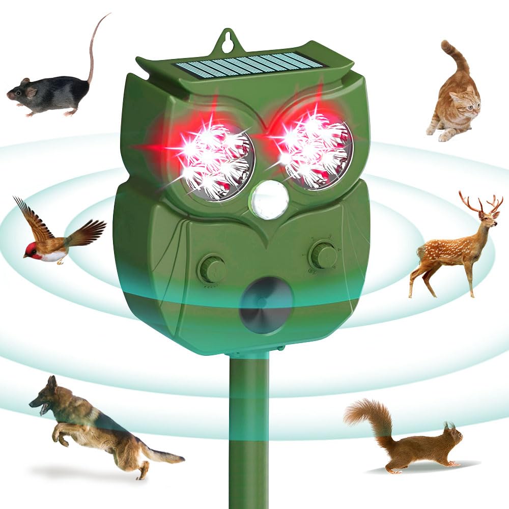 Repellente per Gatti ad Ultrasuoni, Dissuasore per Gatti Ultrasuoni, Dissuasore per Gattis a Batteria, Piccioni Ultrasonico Esterno, Animale Deterrente per Giardino Piccioni, Uccelli, Topi,Cani