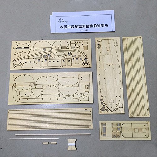 HAPYLY Scale DIY Hobby Wooden Ship Science Equipmen Assembly Model Boat Kits Sailing Boat Kit Decor Toy Gift (1:30) - Thumbnail 3