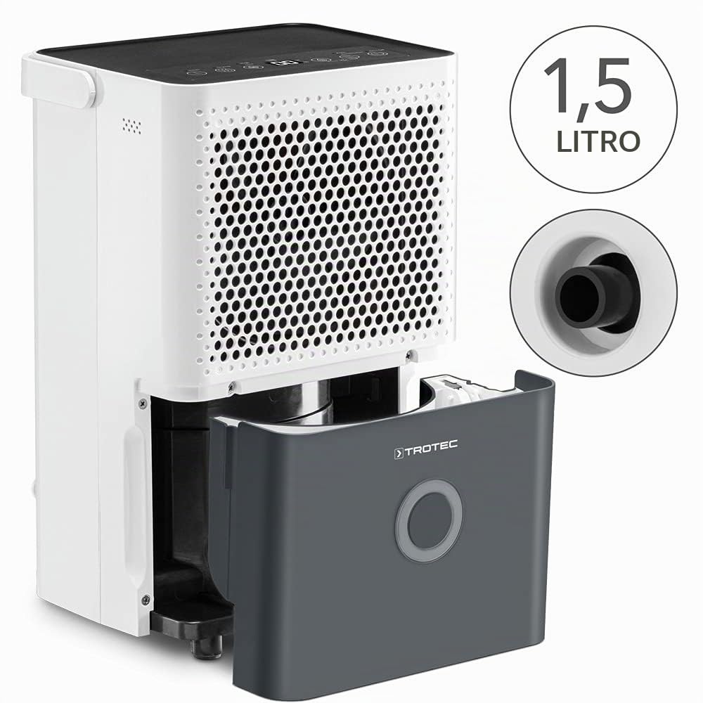 TROTEC Deshumidificador TTK 33 E, 14 L/día, Habitaciones 15m² / 37m³, Depósito 1,5 L, 2 Niveles