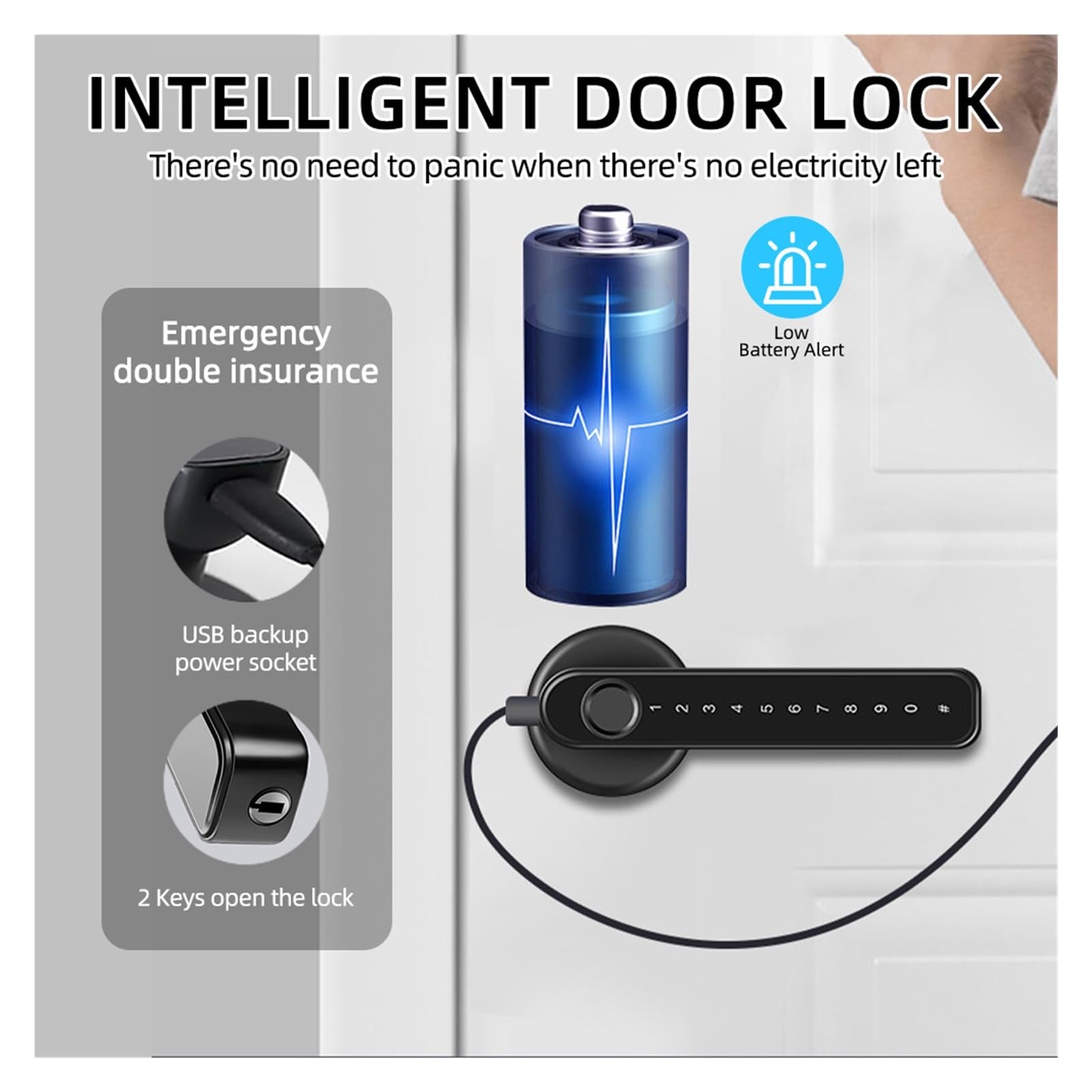 Serrure de porte à empreinte digitale/bouton intelligent/serrure biométrique avec code d'accès sans clé/télécommande par application
