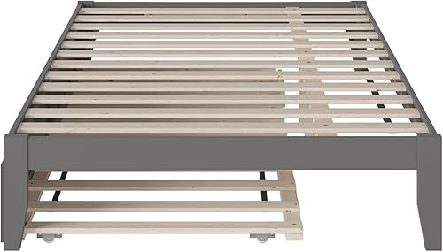 Miniatura 5 de AFI Colorado - Cama de plataforma de tamaño matrimonial con nido individual y estación de carga en color gris Gris,Blanco,Espresso,Nuez