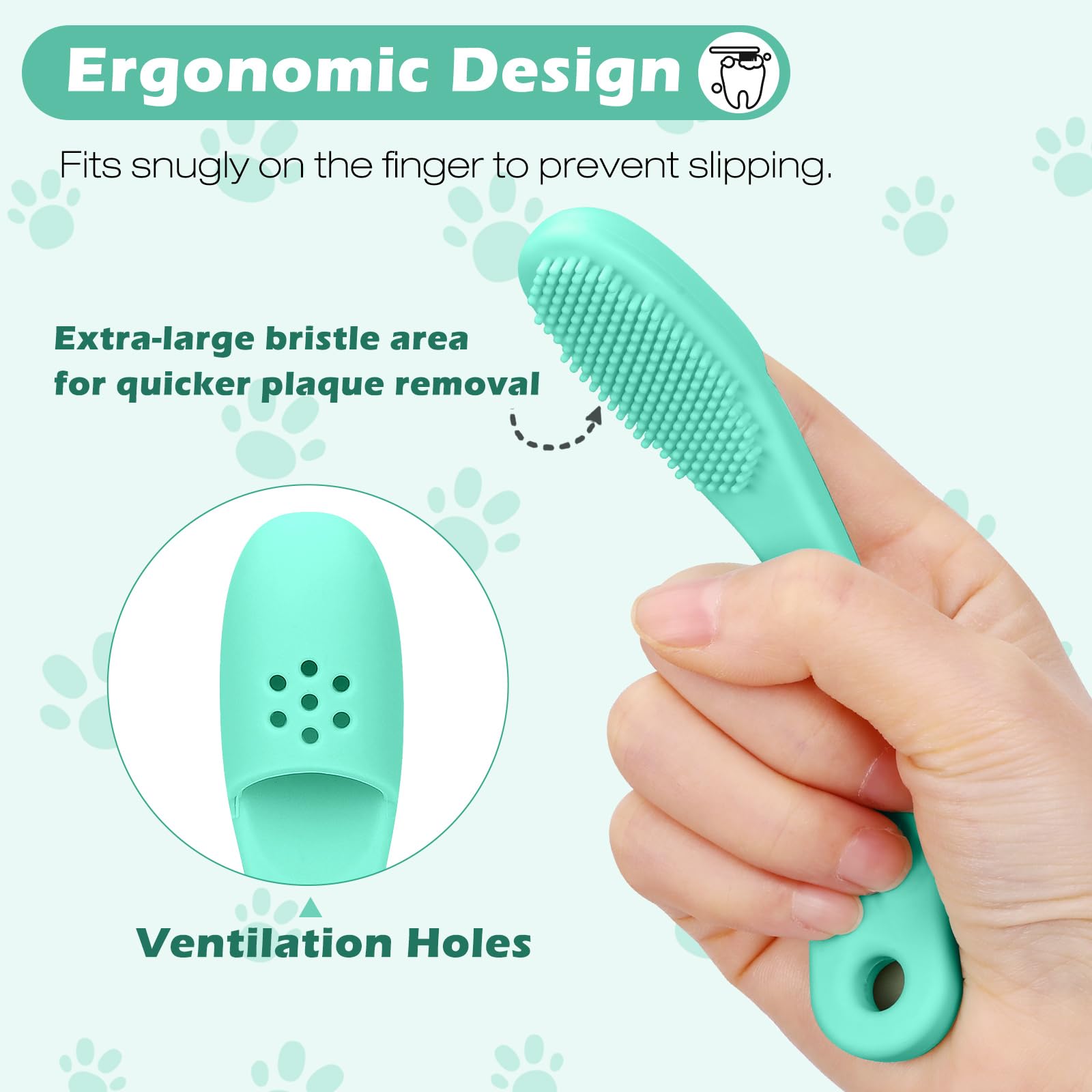 Firstfooby 3pcs Dog Finger Toothbrush, Cat Chin Brush with Food-Grade Silicone, Dog Tooth Brushing Kit, Silicone Cleaning Brush for Pet Dental Care - image 4