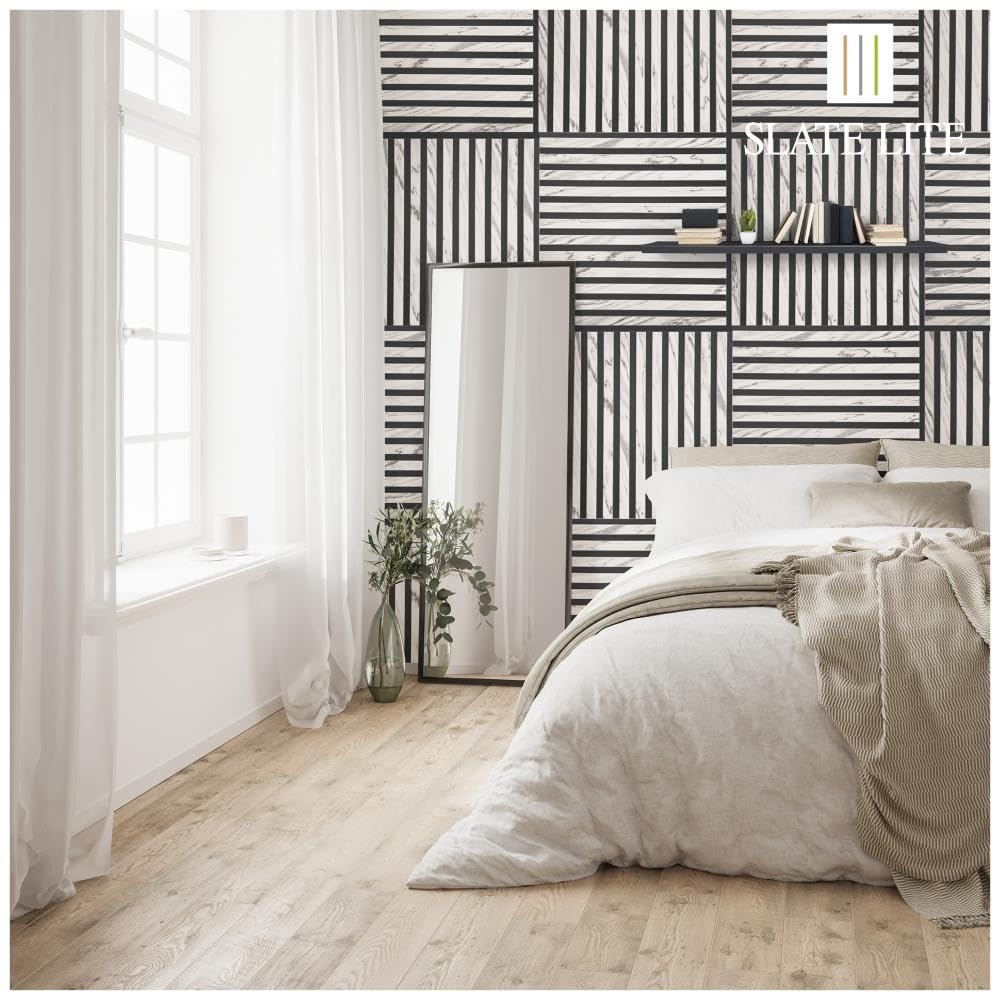 Slate-Lite Arctic White panel akustyczny 240 x 60 cm, okładzina ścienna, panel akustyczny, panel ścienny na filcu, powierzchnia z echkamienia, izolacja akustyczna, izolacja akustyczna