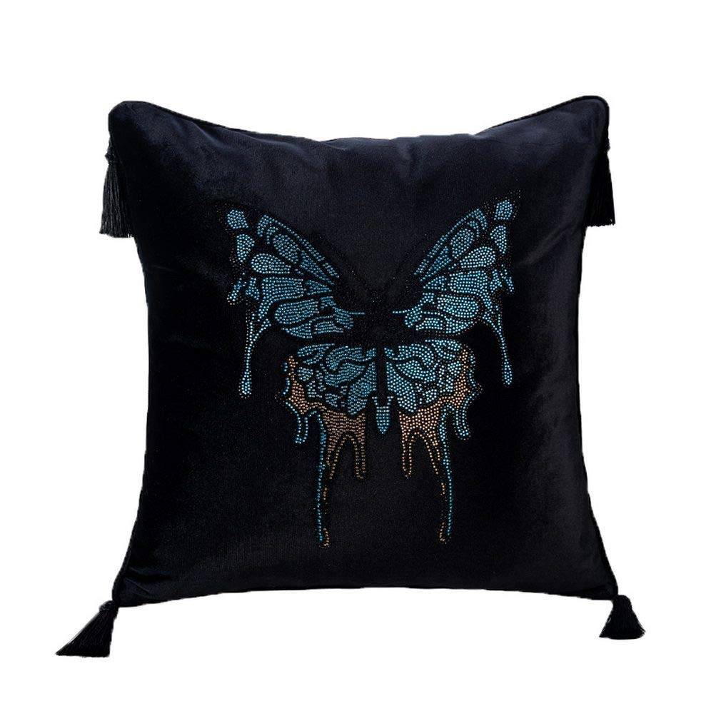Housse d'oreiller papillon noir 60x60cm style chic hôtel