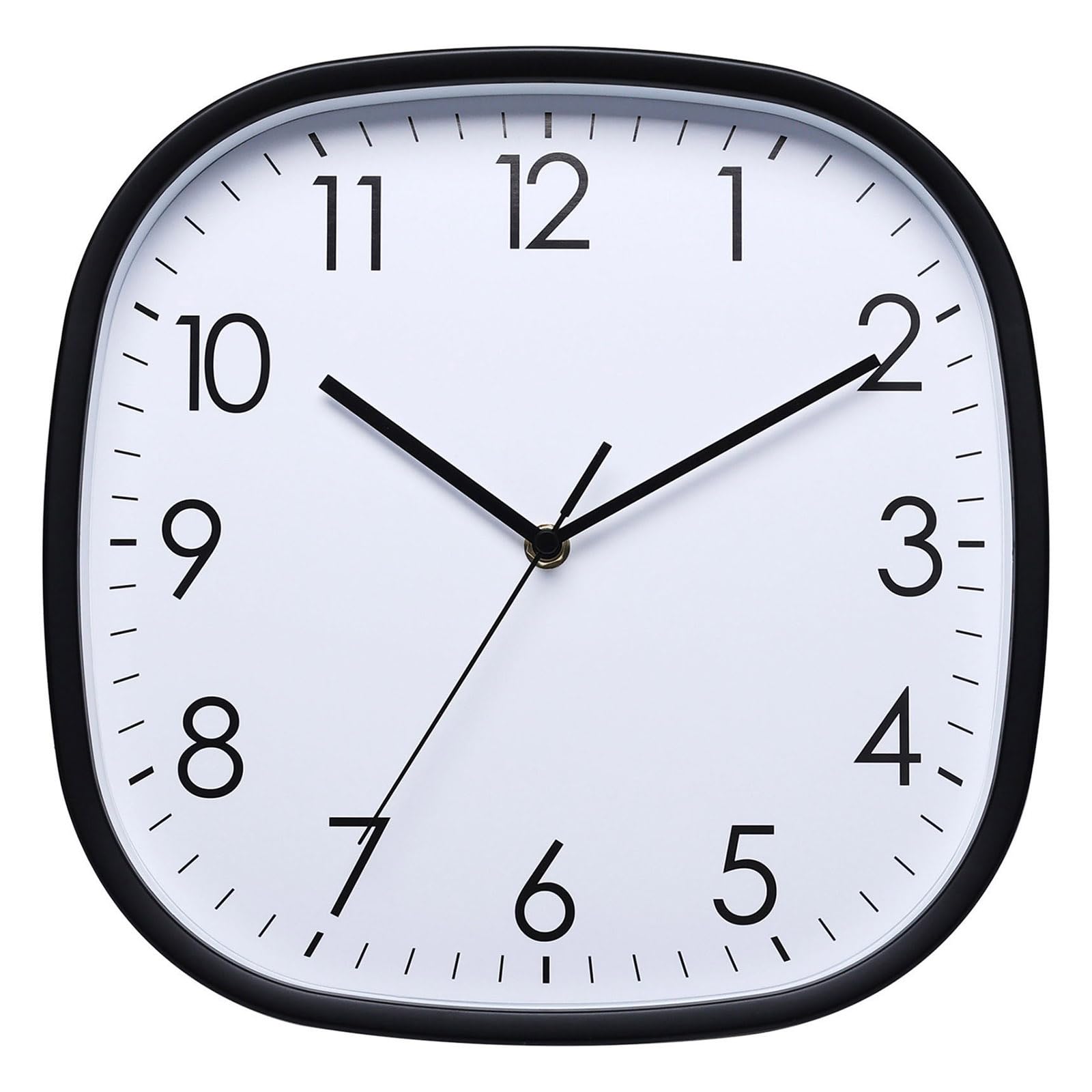 Kalttoy White Noiseless Square Shape Wall Clock 12Inch Modern Battery Powered Clear Display Bedroom Decor Wall Clock Battery Powered