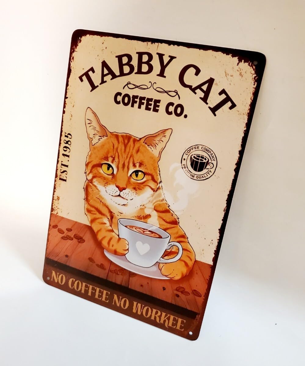 Amazon.co.jp: ブリキ看板 HANAKO レトロ 猫の看板 トラ猫 茶トラ 猫