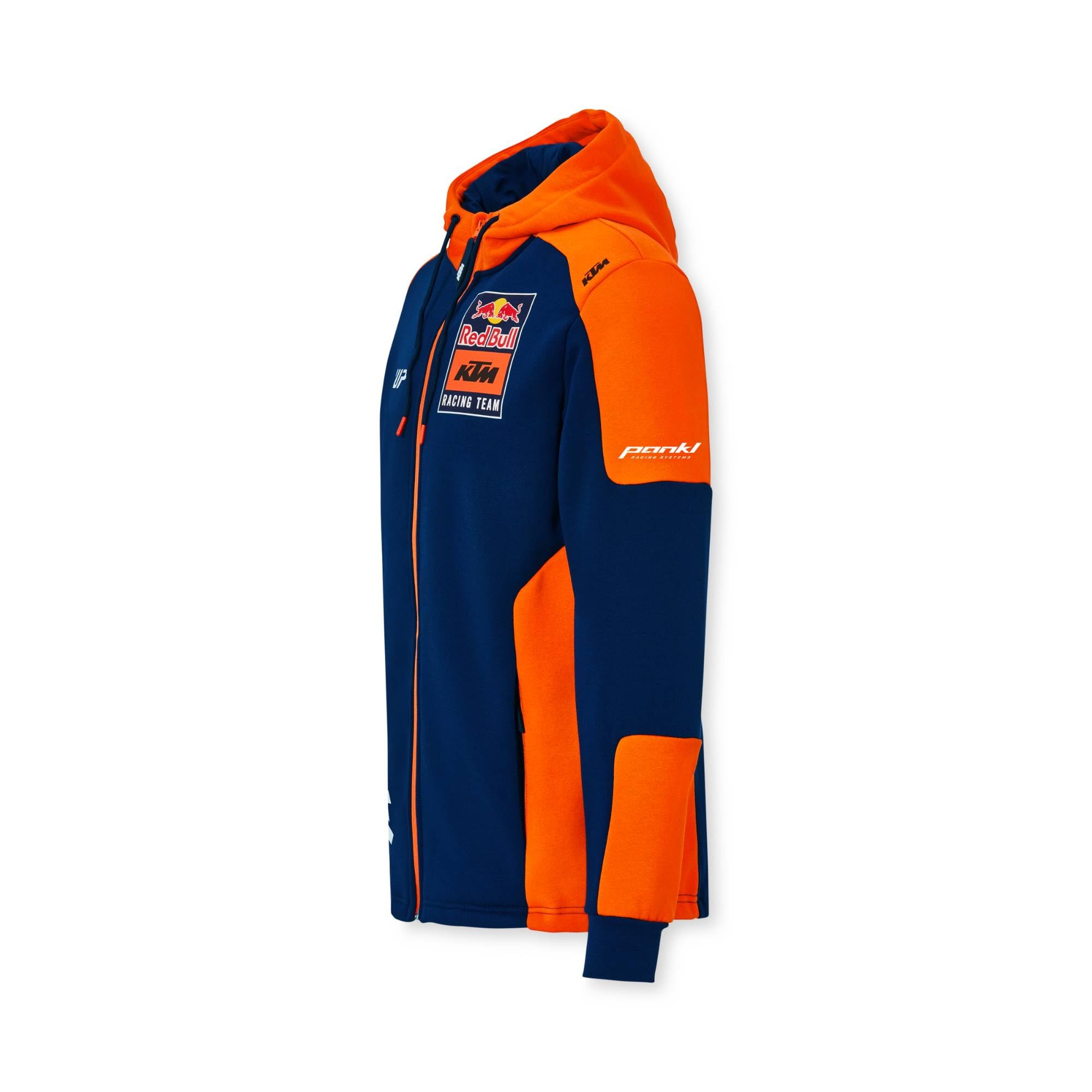 Red Bull - Sudadera con Cremallera del Equipo Replica KTM - Merchandising Oficial, Estampado Dinámico de Carreras, Hombres - Talla S - Azul/Naranja