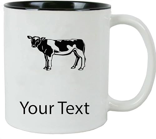 Vaca personalizada personalizada 11 oz taza de café de cerámica blanca con caja de regalo blanca