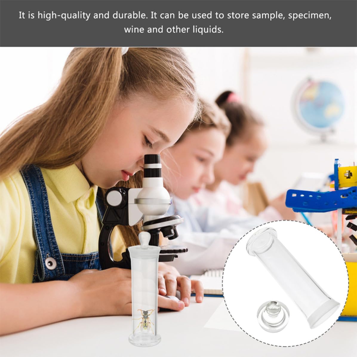 ifundom 2 Piezas Botella y Sellado Hermético de Vidrio de Borosilicato Superficie Lisa Resistente a Altas Temperaturas y Almacenamiento Seguro para Muestras de Laboratorio para Uso