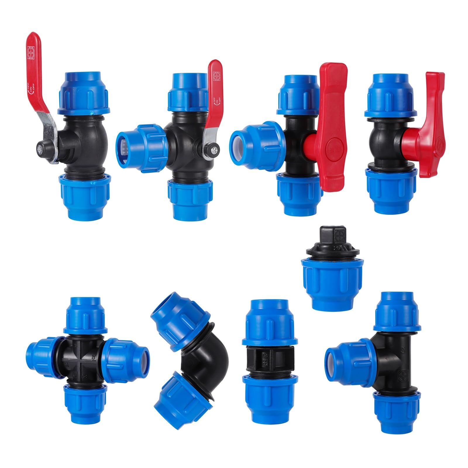 Grifo divisor de agua de PVC PE de 20/25/32/40/50 mm, conector de válvula rápida de plástico, accesorios de tubería de riego para agricultura y jardín (mango de metal, 50 mm)