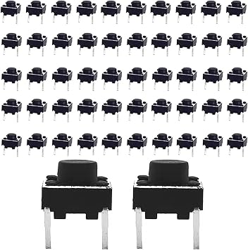50Pcs 6mm 2 Pin Momentary Tactile Tact Push Button Switch Through Hole Breadboard Friendly for Panel PCB