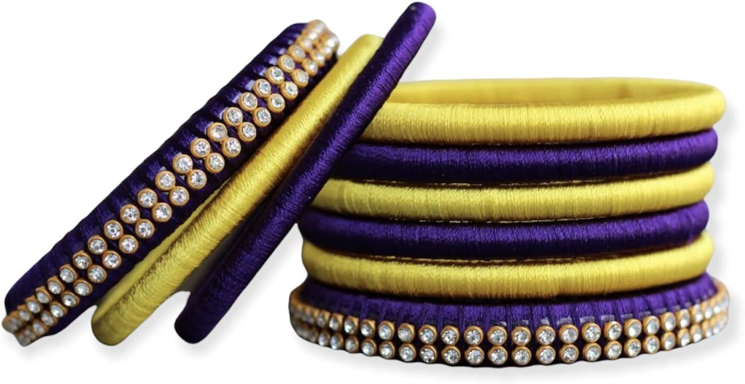 HemasaHand Made Silk Thread Bangle Set For Women