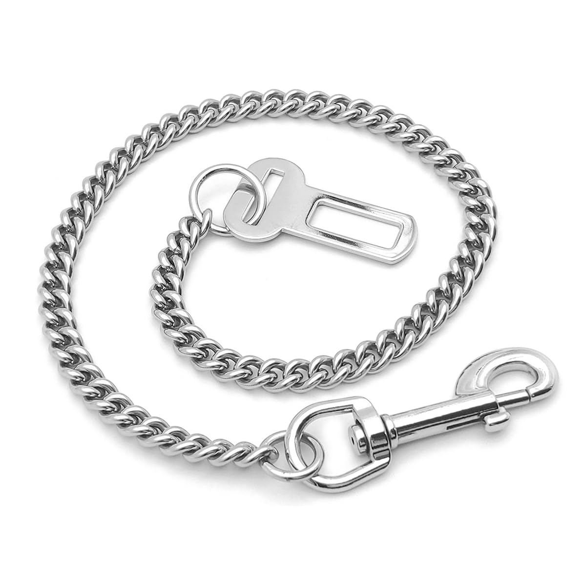 Ceinture de sécurité en chaîne en acier inoxydable 304, convient aux chats, chiens et autres animaux de compagnie, 60 cm, fabriquée en acier inoxydable 304