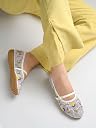 Shoetopia Women's White Floral Embroidered Mary Jane Flats - Elegant Mesh Ballerinas with Adjustable Buckle Strap EU37 gallery image