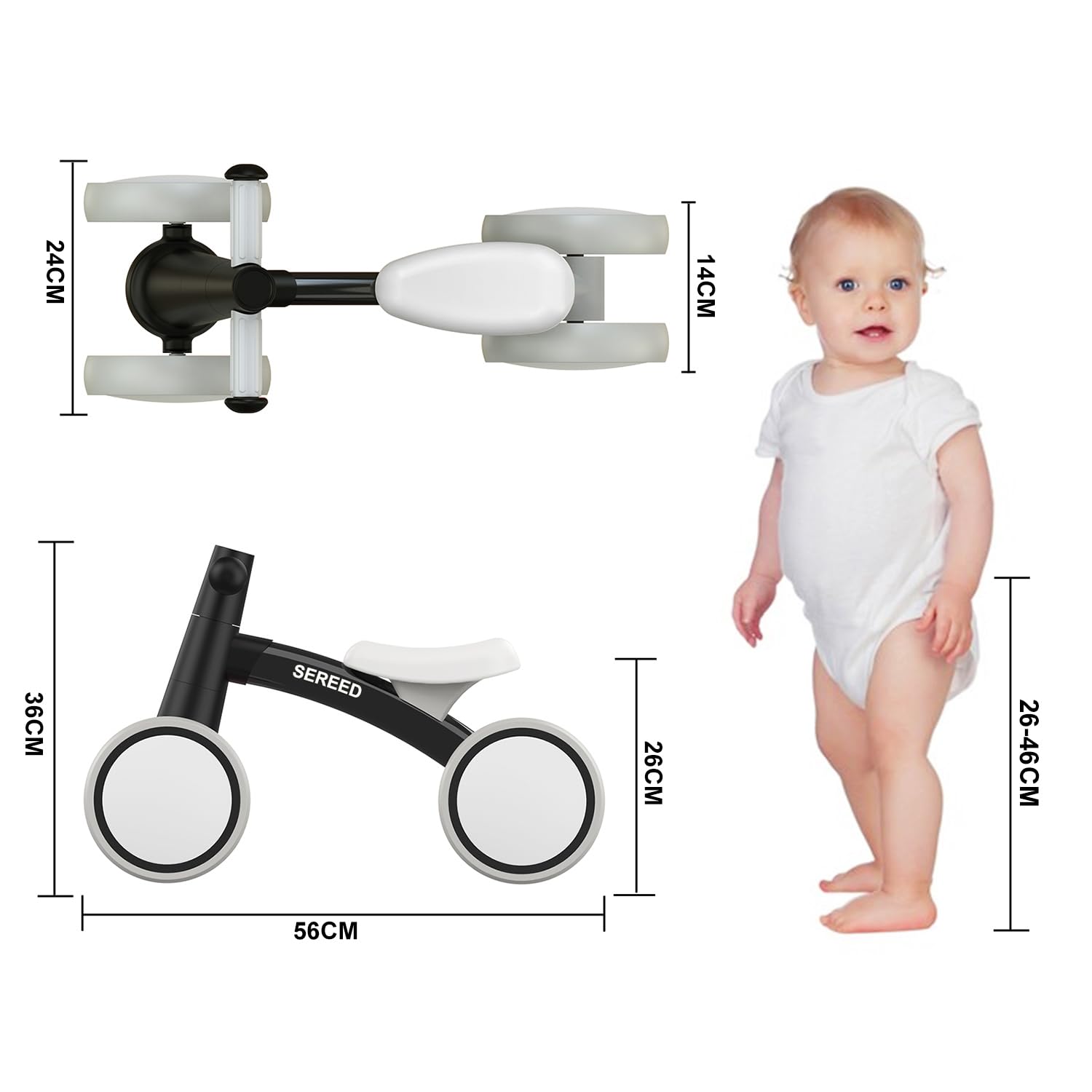 Draisienne Bébé 3 En 1 - Vélo Sans Pédales 18 Mois à 4 Ans - Transformable Tricycle - Blanc - Poids Max 15kg - 13