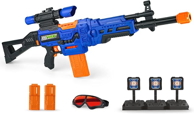 Bigpower Electric Automatic Dart Blaster, Motorized Sniper Rifle Toy Guns with 2 Magazine and 100 Foam Darts Compatible with Primary Brand Series, for Boys 8-12+, Teens and Adults