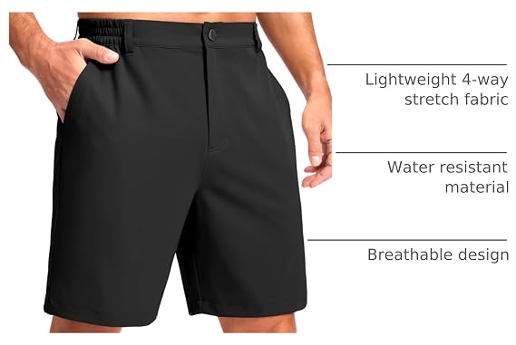 Pudolla Men's Casual Shorts 7/9/5 Lightweight Golf Shorts with 3 Pockets Stretch Quick Dry Comfy Work Shorts