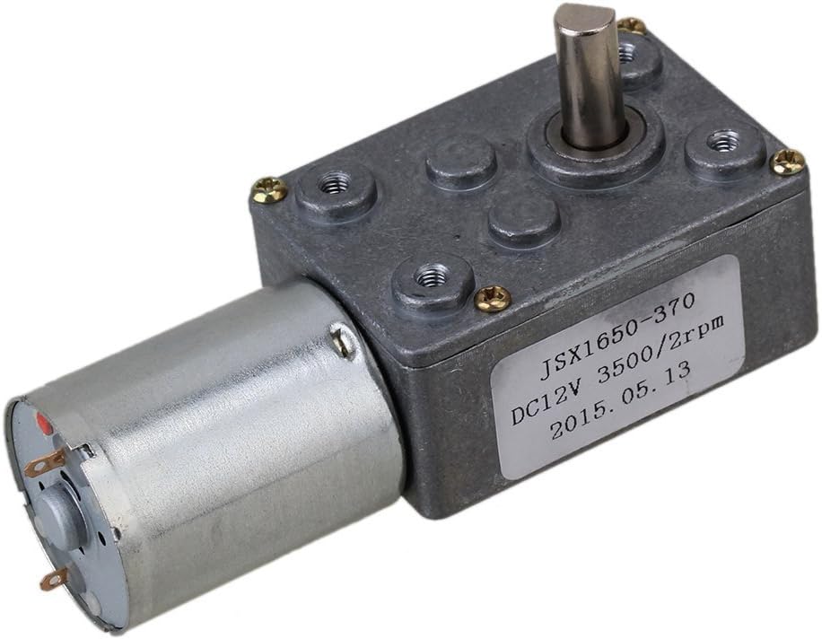 Ewead, DC 12V 2RPM Square Low Speed High Torque Turbo Worm Geared Motor