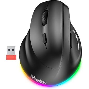MEETION Ergonomic Vertical Mouse for Left Handed Users Wireless | Ergonomic Vertical Mouse with Bluetooth 5.2/3.0 and 2.4G, 4