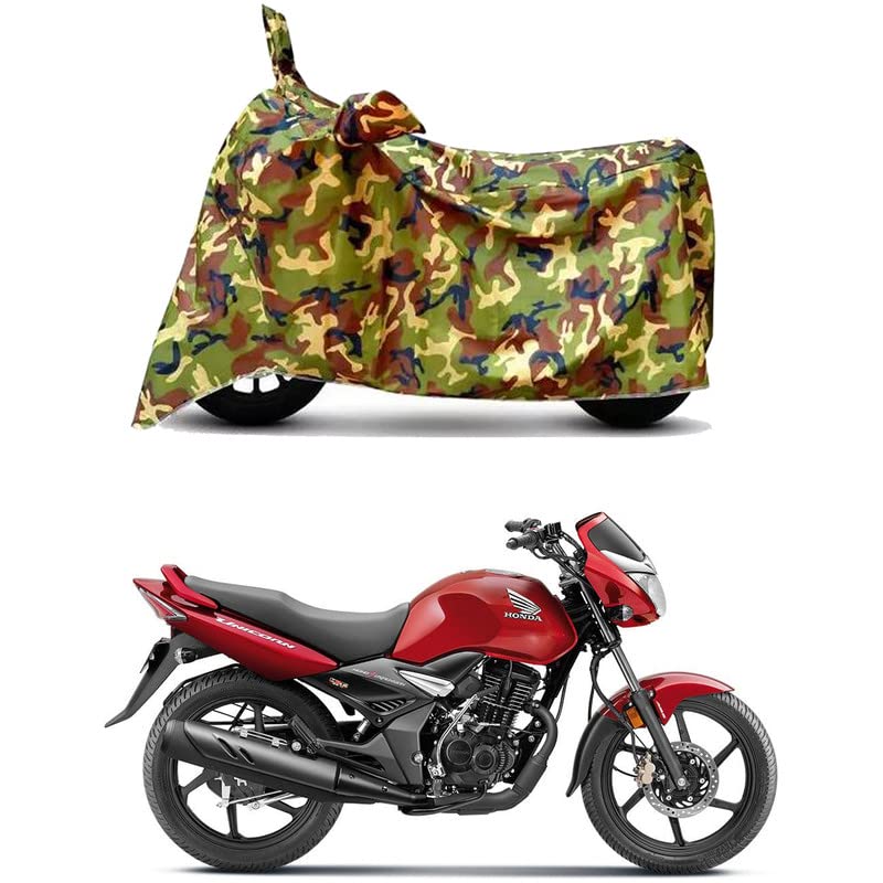 Image of Waterproof 100% PVC Coated Full Bike Scooty Two Wheeler Body Cover Compatible for Honda Unicorn STD /UV-Rays /Heat Protection /Birds Dropping /Scratchproof /Dust Proof [6X6 Jungle Print]