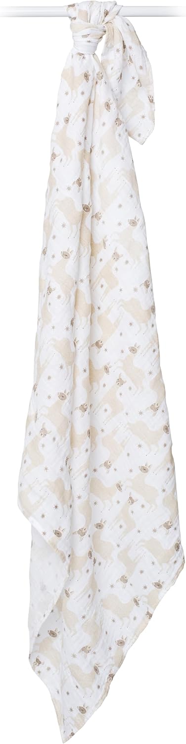 lulujo Baby 100% Cotton Muslin Swaddle Blanket, 47 x 47-Inches, Modern Llama (LJ464)
