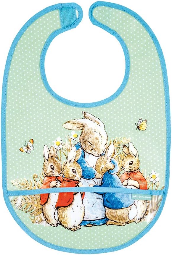 Petit Jour Paris - Green Bib Peter Rabbit - easy to clean!