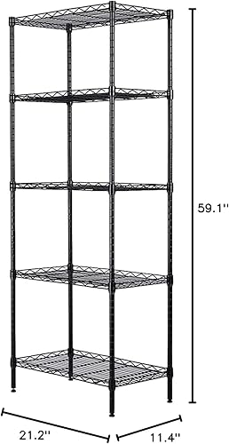 Miniatura 4 de Estantería ajustable de 5 estantes, estante de almacenamiento resistente, estantes de almacenamiento de alambre para almacenamiento, organizador de