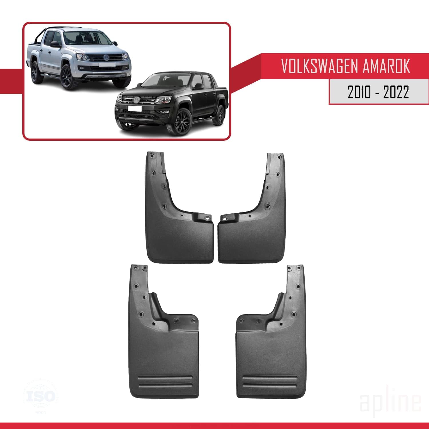 Compatibile con Volkswagen Amarok (2F) 2010-2020 Parafanghi Anteriori e Posteriori Set del Veicolo 4 Pezzi Nero